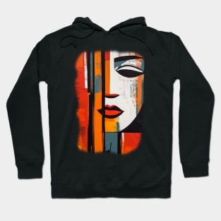 Abstract woman face, straight lines on canvas Hoodie